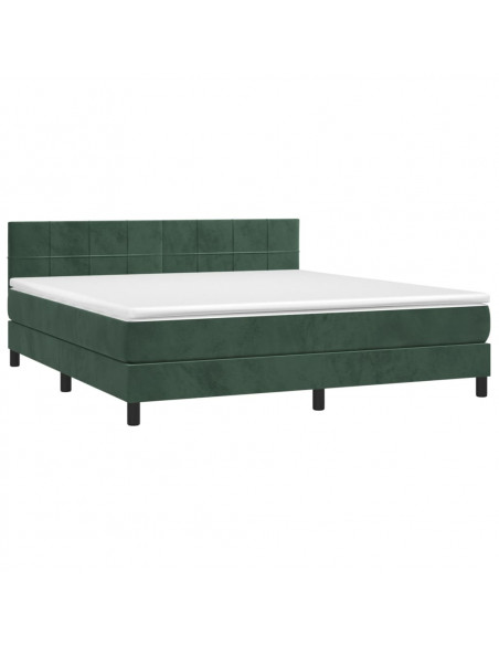 Giroletto a Molle con Materasso Verde Scuro 160x200 cm Velluto