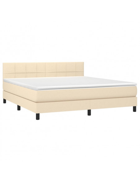 Letto a Molle con Materasso e LED Crema 160x200 cm in Tessuto