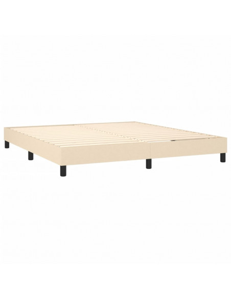 Letto a Molle con Materasso e LED Crema 160x200 cm in Tessuto