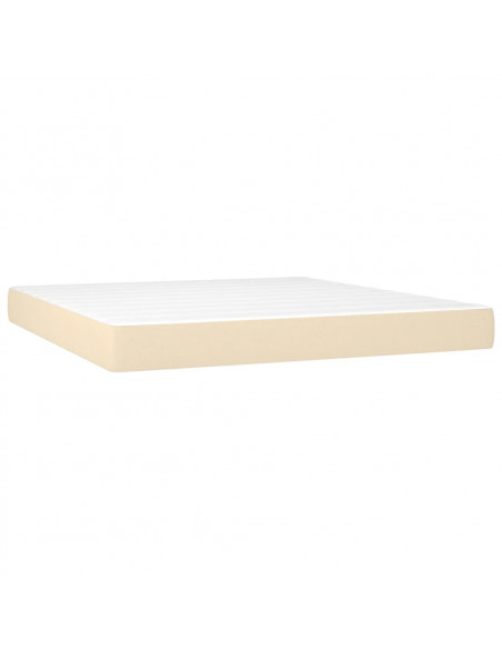 Letto a Molle con Materasso e LED Crema 160x200 cm in Tessuto