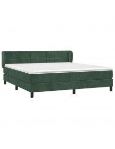 Giroletto a Molle con Materasso Verde Scuro 160x200 cm Velluto 2