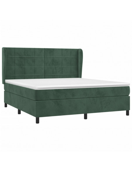 Giroletto a Molle con Materasso Verde Scuro 160x200 cm Velluto