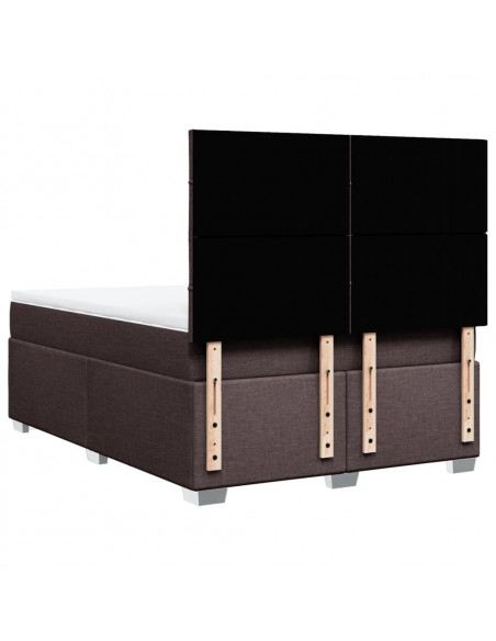 Giroletto a Molle con Materasso Marrone Scuro 140x200cm Tessuto