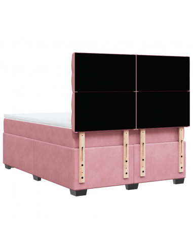 Giroletto a Molle con Materasso Rosa 140x200 cm in Velluto