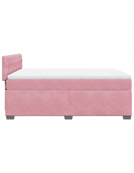 Giroletto a Molle con Materasso Rosa Scuro 140x200cm in Velluto