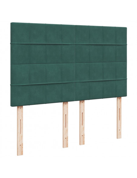 Giroletto a Molle con Materasso Verde Scuro 140x200 cm Velluto