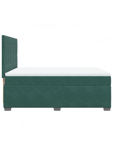 Giroletto a Molle con Materasso Verde Scuro 140x200 cm Velluto