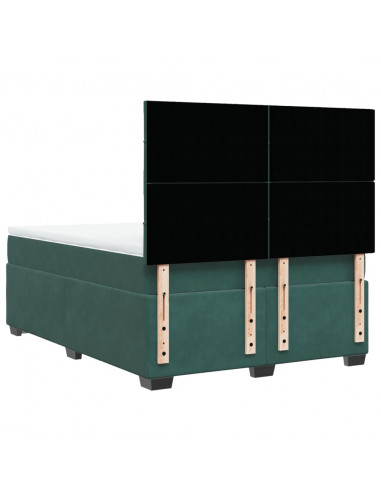 Giroletto a Molle con Materasso Verde Scuro 140x200 cm Velluto