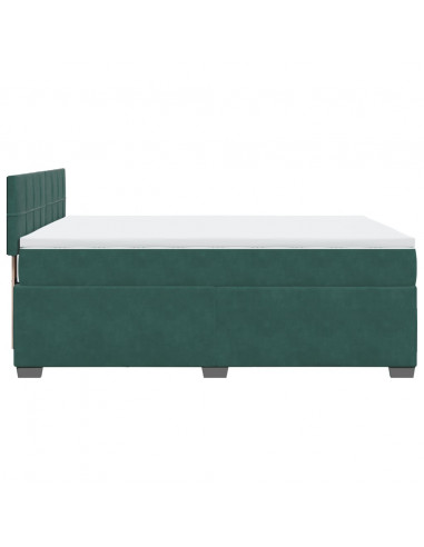 Giroletto a Molle con Materasso Verde Scuro 140x200 cm Velluto