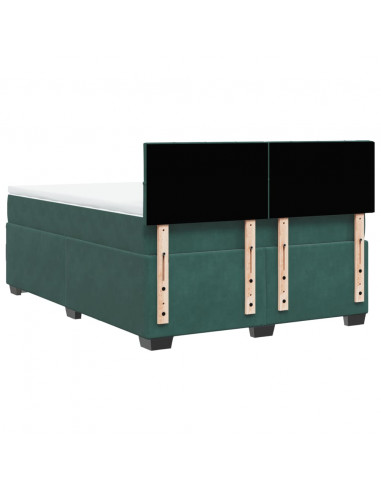 Giroletto a Molle con Materasso Verde Scuro 140x200 cm Velluto