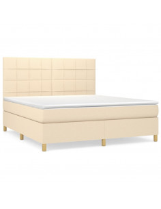 Giroletto a Molle con Materasso Crema 160x200 cm in Tessuto