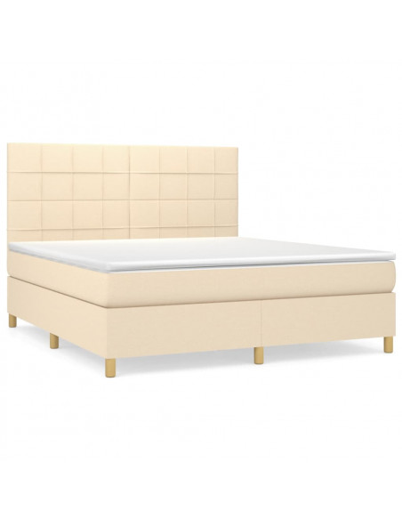 Giroletto a Molle con Materasso Crema 160x200 cm in Tessuto