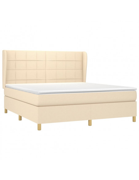 Giroletto a Molle con Materasso Crema 160x200 cm in Tessuto