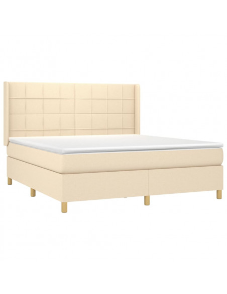 Giroletto a Molle con Materasso Crema 160x200 cm in Tessuto