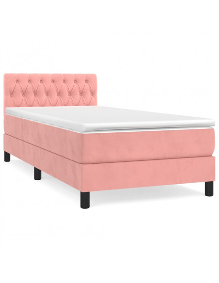 Giroletto a Molle con Materasso Rosa 90x200 cm in Velluto