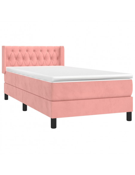 Giroletto a Molle con Materasso Rosa 90x200 cm in Velluto