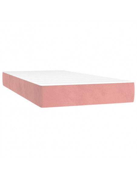 Letto a Molle con Materasso e LED Rosa 90x200 cm in Velluto