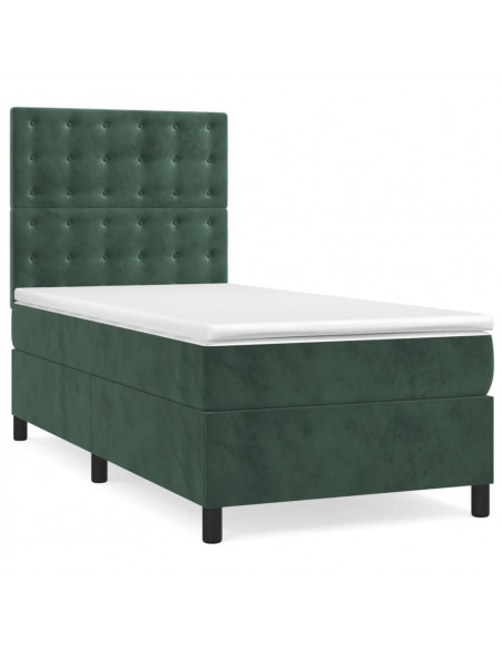 Giroletto a Molle con Materasso Verde Scuro 90x200 cm Velluto