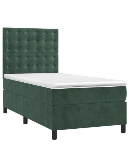 Giroletto a Molle con Materasso Verde Scuro 90x200 cm Velluto
