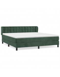 Giroletto a Molle con Materasso Verde Scuro 180x200 cm Velluto