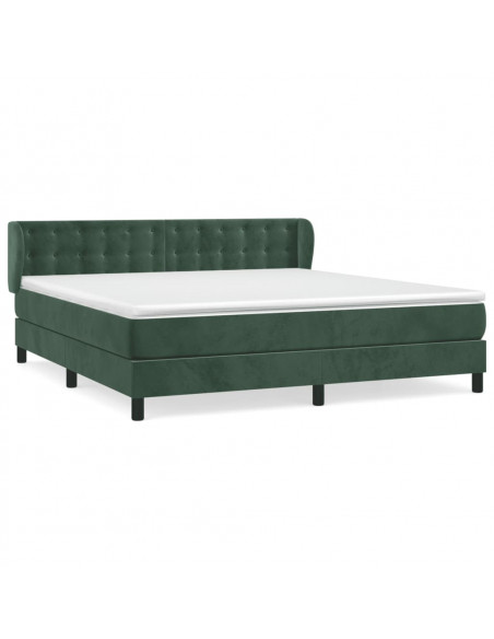 Giroletto a Molle con Materasso Verde Scuro 180x200 cm Velluto