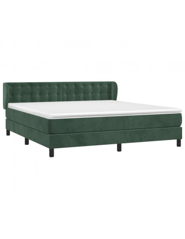 Giroletto a Molle con Materasso Verde Scuro 180x200 cm Velluto