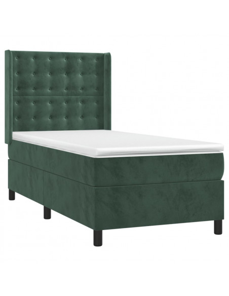 Giroletto a Molle con Materasso Verde Scuro 90x200 cm Velluto