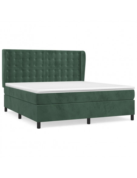 Giroletto a Molle con Materasso Verde Scuro 180x200 cm Velluto