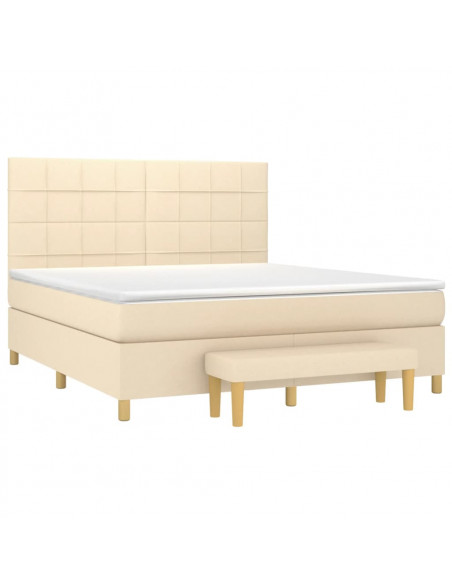 Giroletto a Molle con Materasso Crema 160x200 cm in Tessuto