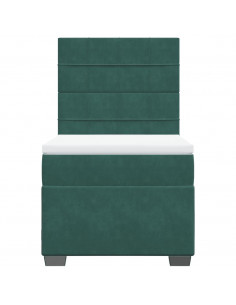 Giroletto a Molle con Materasso Verde Scuro 80x200 cm Velluto