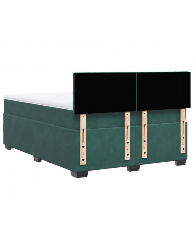 Giroletto a Molle con Materasso Verde Scuro 160x200 cm Velluto