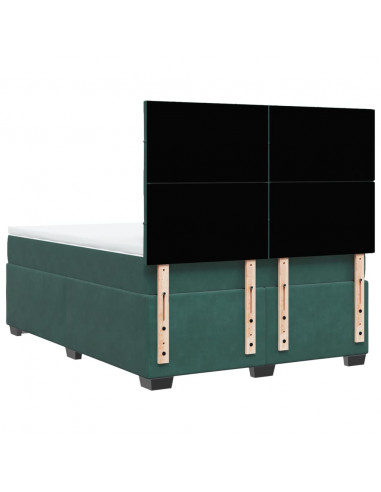 Giroletto a Molle con Materasso Verde Scuro 160x200 cm Velluto