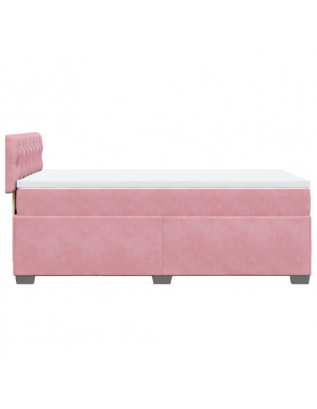 Giroletto a Molle con Materasso Rosa 90x200 cm in Velluto