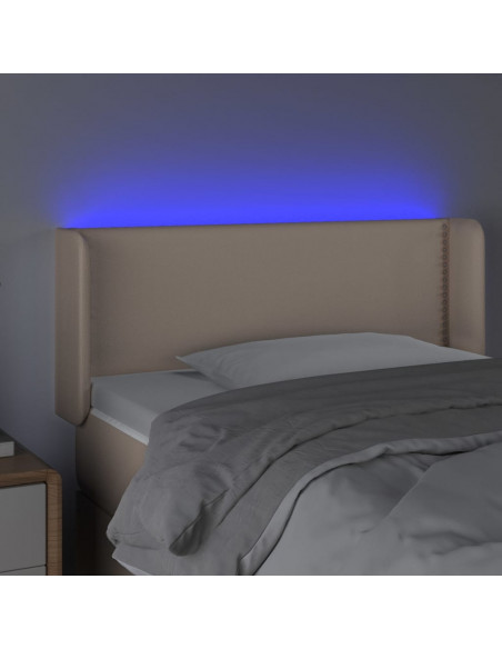 Testiera Cappuccino a LED 83x16x78/88 cm in Similpelle