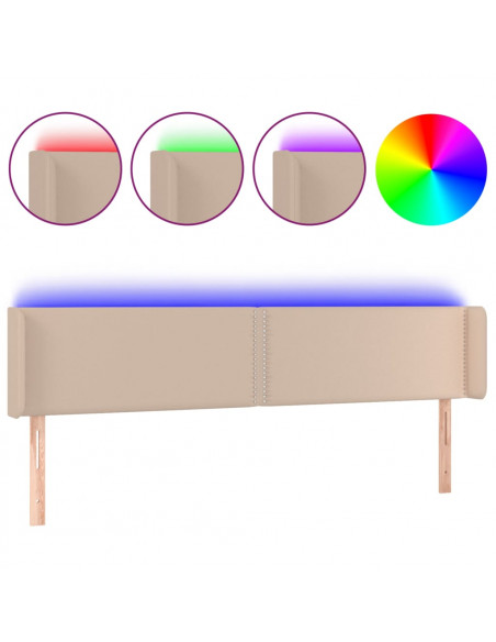 Testiera Cappuccino a LED 183x16x78/88 cm in Similpelle