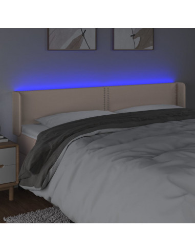 Testiera Cappuccino a LED 183x16x78/88 cm in Similpelle