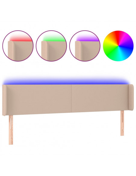Testiera Cappuccino a LED 163x16x78/88 cm in Similpelle