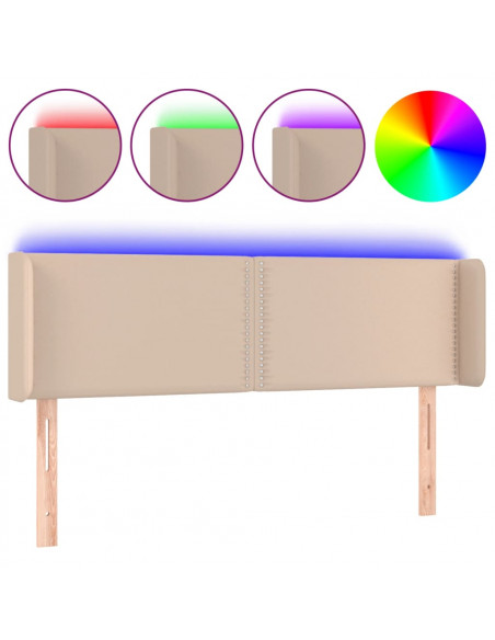 Testiera Cappuccino a LED 147x16x78/88 cm in Similpelle