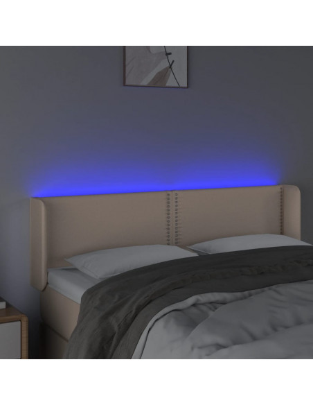 Testiera Cappuccino a LED 147x16x78/88 cm in Similpelle
