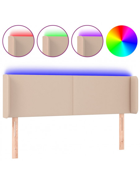Testiera Cappuccino a LED 147x16x78/88 cm in Similpelle