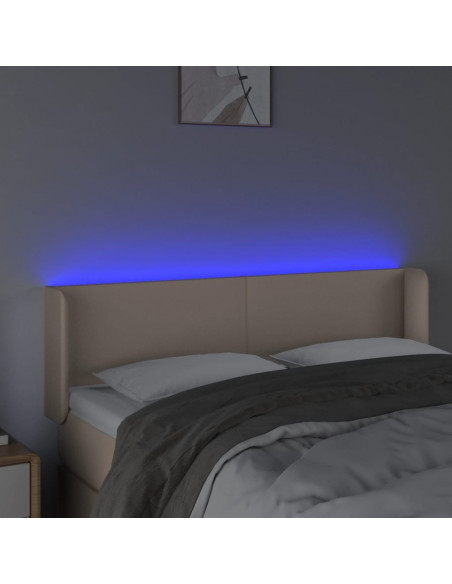 Testiera Cappuccino a LED 147x16x78/88 cm in Similpelle