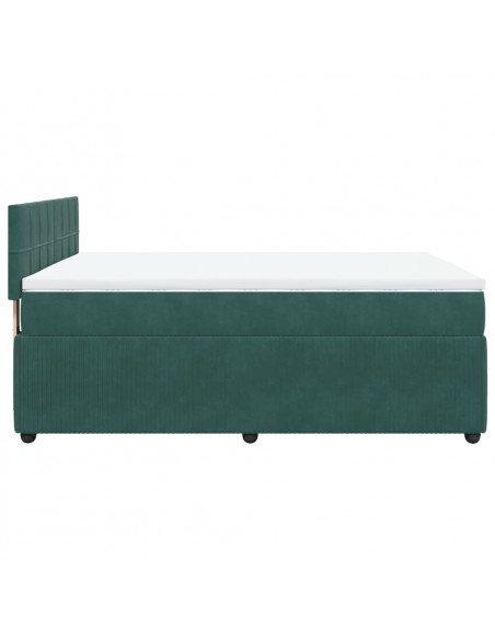Giroletto a Molle con Materasso Verde Scuro 160x200 cm Velluto