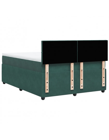 Giroletto a Molle con Materasso Verde Scuro 160x200 cm Velluto