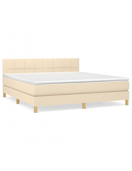 Giroletto a Molle con Materasso Crema 160x200 cm in Tessuto