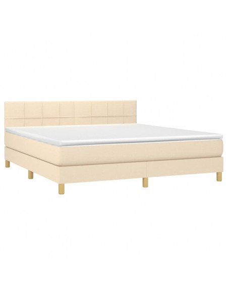 Giroletto a Molle con Materasso Crema 160x200 cm in Tessuto
