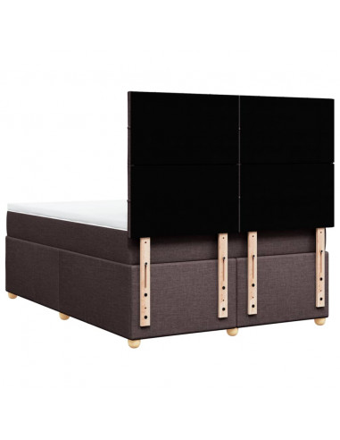 Giroletto a Molle con Materasso Marrone Scuro 140x200cm Tessuto