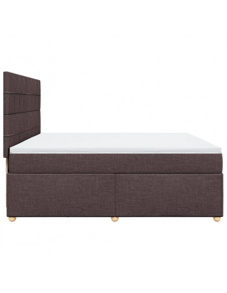 Giroletto a Molle con Materasso Marrone Scuro 200x200cm Tessuto
