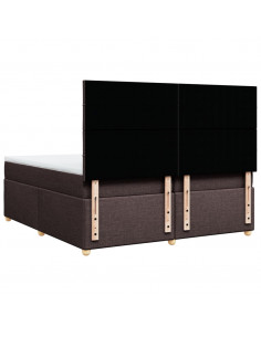 Giroletto a Molle con Materasso Marrone Scuro 200x200cm Tessuto 2