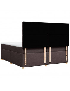 Giroletto a Molle con Materasso Marrone Scuro 200x200cm Tessuto 2