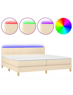 Letto a Molle Materasso e LED bianco 200x200cm in Tessuto
